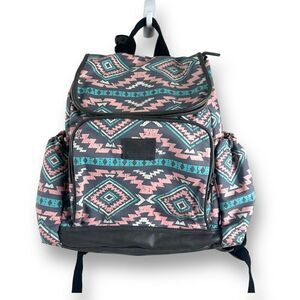 Kelty Built Women's Aztec Print Multipocketed Backpack Blue Pink Southwestern